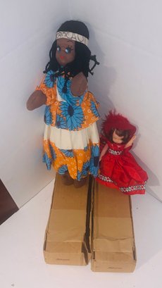 Four Dolls To New Homes Here. A Blind Girl W/ A Stunning Clothing, An Indian Plus 2 Polish Girl NIB