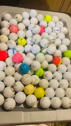 Tote Of 80 Golf Balls Some Are Like New & Players Others Perfect For The Shag Bag.