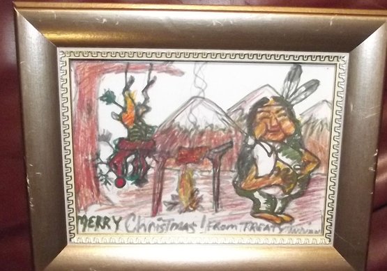 Framed Mike Krise Holiday Card 'Merry Christmas From Treaty Indian