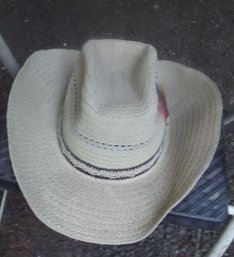 Mesh Cowboy Hat W Feather On Side Size 57 7 1/8