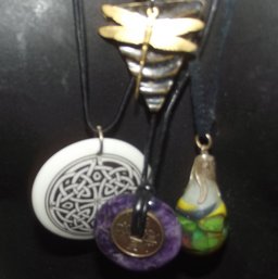 Four Differemt Rope & Pendant Necklaces One Special