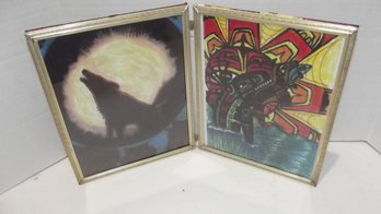 Two Mike Krise Native Art Prints In Tandem Silver Frame