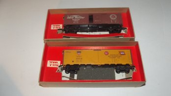 Two New In Box Train -Minature Wood Box Car And A Sheathed ReferTwo Cars In Boxes