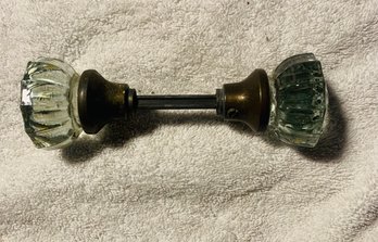Antique Complete Door Hardware With Shaft And Both Glass Knobs