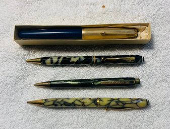 A Trio Of 1930 Or 1940's Pencils And A Parker In A Box