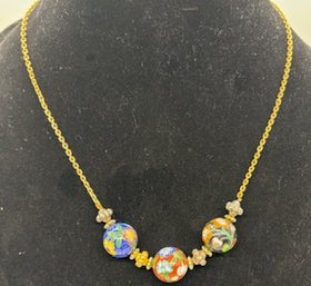 Stunning Cloisonne Beads, Gold Colored Chain