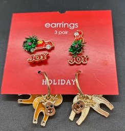 3 Pair Of Holiday Earrings