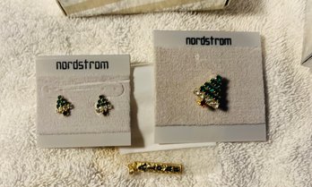 Nordstrom Christmas Tree Set Earrings And Pin Set  Aloha Pin