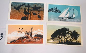 4 Walton Butts Hand Printed Note Along The Beach Color Prints   #3