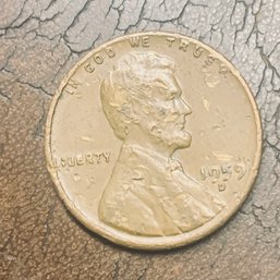 1959-D Lincoln Penny Multiple Error Coin