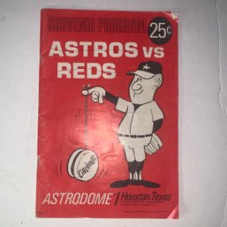 1966 Houston Astro Astrodome Game Program Vs Reds