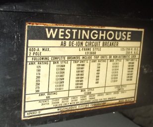 2 Westinghouse Massive Circuit Breakers