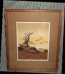 Walton Butts Signed Print 'Clam Diggers' Dbl Matted Nice Frame