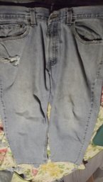 Vintage  Levi 550 Jeans Heavy Worn Tears Stains 34 X 30