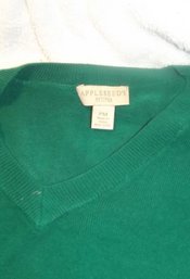 Two Appleseeds Ladies Sweaters Pink & Green Dry Cleaned Then Listed