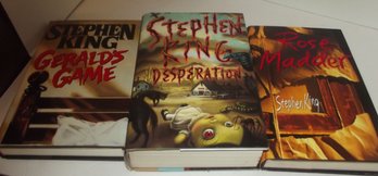 3 Stephen King Books Rose Madder Desperation & Gerald's Game Nice HB's W/DJ's