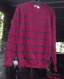 Eddie Bauer Red Sweater W Stripes Freshly Dry Cleaned Bagged & Sold Here. Size Medium