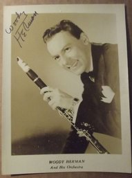 Musician & Big Band Leader Woody Herman Autograghed 1940's Publicity 5 X 7 Inch Photo