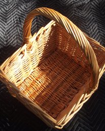 Golden Toned Square Wicker Basket W/ No Faults