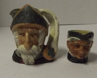 Two Vintage Iconic Toby Mugs Lg Don Quixote 1956 And Small Granny