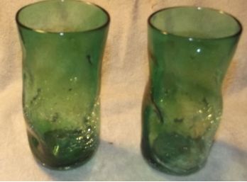 Two Green Blenko Tumblers This Pair Is Pre 1962 Never Seen A Dishwasher & Used Less Than 5 Times In 70 Years