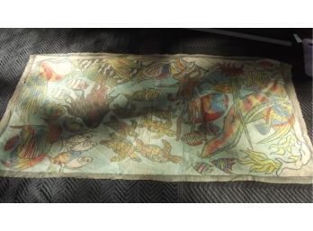 Tahiti Aquired Colorful Fabric Wrap With Fish Mermaid Occupus Moray Eel