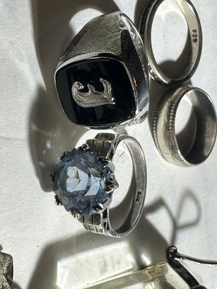 Sterling Silvet Rings And Broach Set