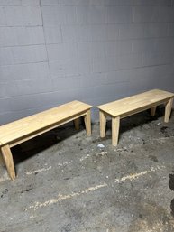 Two Hard Wood Benches Oak