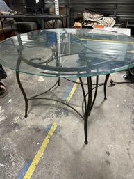 Large Glass Top Metal Indoor Outdoor Table
