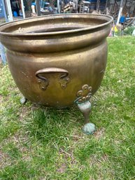 Large Brass Antique Coal Wood Bucket