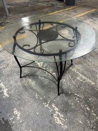 Large Metal And Glass Top Indoor Outdoor Table