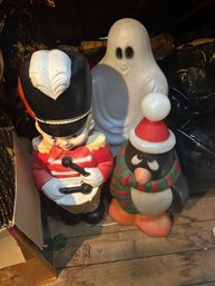 Christmas And Hall Blow Mold Lot Of Large Figures