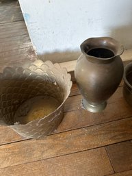 Brass Vase And Planter Lot