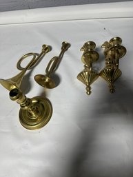 Lot Of Brass Candle Holders Virginia Metalcrafters