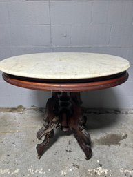 Victorian Wheeled Marble Top Table