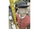 Large Heavy Cast Concrete Lawn Jockey And Cast Iron Anchor