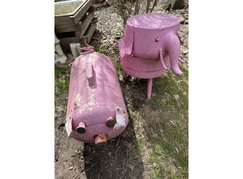 Folk Art Pig Sculptures Iron