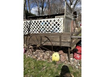 Vintage Flower Planter With Wagon Wheels