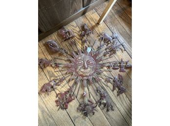 Metal Sun Wall Hanging With Zodiac