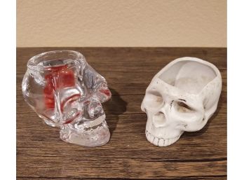 Skull Candle Holder And Small Skull Planter