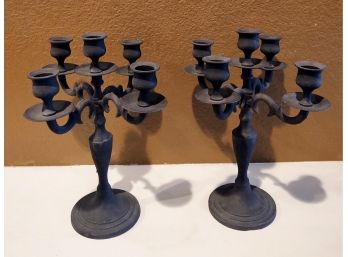 Vintage Cast Iron Candleabras