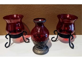 Hurricane Glass Candle Holders And Vase