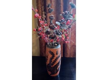 Japanese Vase W/Fake Cherry Blossoms