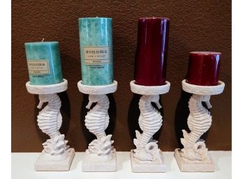 Seahorse Candle Sticks W/Candles