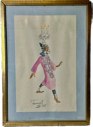 Vintage Watercolor Of Jewish Lady, 14x10