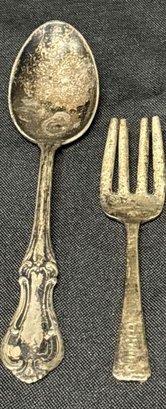 Sterling Silver Spoon And Fork, Marked Sterling