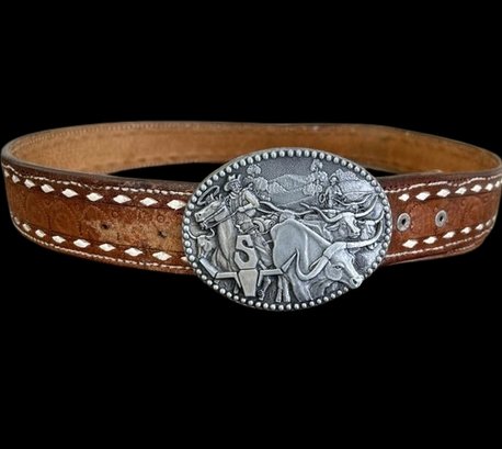 Leather Men's Belt And Buckle