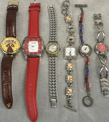 6 Assorted Watches, Red, Beaded - Untested