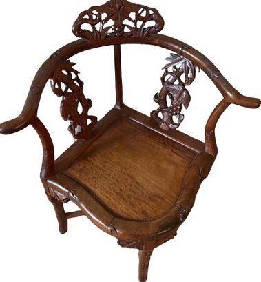 Ornate Wood Chair, Hand Carved, 2 Of 2, 32High