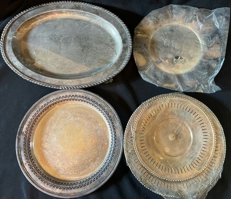 Silver Plated Round Serving Trays